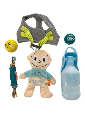 NICKELODEON Toy Gulpy Water Bottle 2 Tennis Type Balls 1 Small Mesh Harness LN